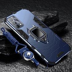 Funda Bumper Silicona y Plastico Mate Carcasa con Magnetico Anillo de dedo Soporte R01 para Realme GT Master 5G Azul