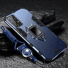 Funda Bumper Silicona y Plastico Mate Carcasa con Magnetico Anillo de dedo Soporte R01 para Samsung Galaxy A33 5G Azul