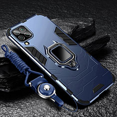 Funda Bumper Silicona y Plastico Mate Carcasa con Magnetico Anillo de dedo Soporte R01 para Samsung Galaxy A42 5G Azul