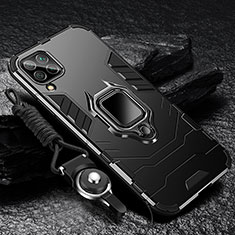 Funda Bumper Silicona y Plastico Mate Carcasa con Magnetico Anillo de dedo Soporte R01 para Samsung Galaxy A42 5G Negro