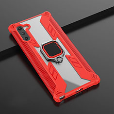 Funda Bumper Silicona y Plastico Mate Carcasa con Magnetico Anillo de dedo Soporte R01 para Samsung Galaxy Note 10 5G Rojo