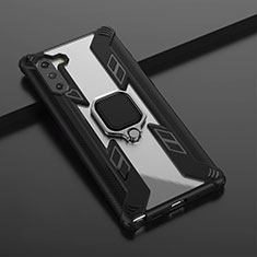 Funda Bumper Silicona y Plastico Mate Carcasa con Magnetico Anillo de dedo Soporte R01 para Samsung Galaxy Note 10 Negro