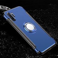 Funda Bumper Silicona y Plastico Mate Carcasa con Magnetico Anillo de dedo Soporte R01 para Samsung Galaxy Note 10 Plus 5G Azul Cielo