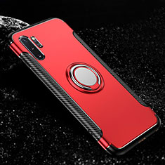 Funda Bumper Silicona y Plastico Mate Carcasa con Magnetico Anillo de dedo Soporte R01 para Samsung Galaxy Note 10 Plus 5G Rojo