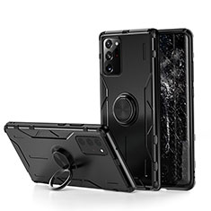 Funda Bumper Silicona y Plastico Mate Carcasa con Magnetico Anillo de dedo Soporte R01 para Samsung Galaxy Note 20 Ultra 5G Negro