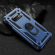 Funda Bumper Silicona y Plastico Mate Carcasa con Magnetico Anillo de dedo Soporte R01 para Samsung Galaxy S10e Azul