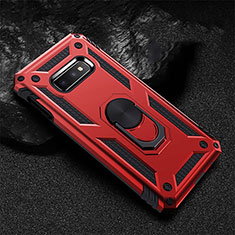 Funda Bumper Silicona y Plastico Mate Carcasa con Magnetico Anillo de dedo Soporte R01 para Samsung Galaxy S10e Rojo