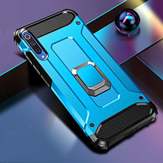 Funda Bumper Silicona y Plastico Mate Carcasa con Magnetico Anillo de dedo Soporte R01 para Xiaomi Mi A3 Azul