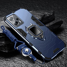 Funda Bumper Silicona y Plastico Mate Carcasa con Magnetico Anillo de dedo Soporte R01 para Xiaomi Poco X4 GT 5G Azul
