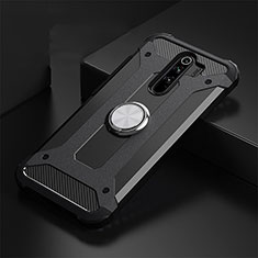 Funda Bumper Silicona y Plastico Mate Carcasa con Magnetico Anillo de dedo Soporte R01 para Xiaomi Redmi Note 8 Pro Negro