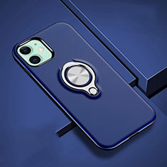 Funda Bumper Silicona y Plastico Mate Carcasa con Magnetico Anillo de dedo Soporte R02 para Apple iPhone 11 Azul