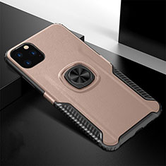 Funda Bumper Silicona y Plastico Mate Carcasa con Magnetico Anillo de dedo Soporte R02 para Apple iPhone 11 Pro Oro Rosa