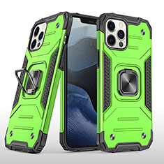 Funda Bumper Silicona y Plastico Mate Carcasa con Magnetico Anillo de dedo Soporte R02 para Apple iPhone 12 Pro Max Menta Verde