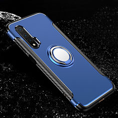 Funda Bumper Silicona y Plastico Mate Carcasa con Magnetico Anillo de dedo Soporte R02 para Huawei Nova 6 Azul