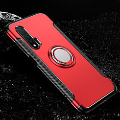 Funda Bumper Silicona y Plastico Mate Carcasa con Magnetico Anillo de dedo Soporte R02 para Huawei Nova 6 Rojo