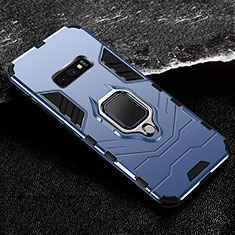 Funda Bumper Silicona y Plastico Mate Carcasa con Magnetico Anillo de dedo Soporte R02 para Samsung Galaxy S10e Azul