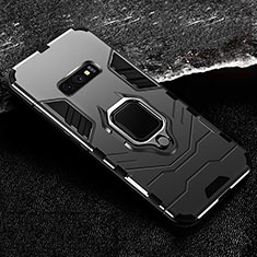 Funda Bumper Silicona y Plastico Mate Carcasa con Magnetico Anillo de dedo Soporte R02 para Samsung Galaxy S10e Negro