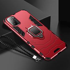Funda Bumper Silicona y Plastico Mate Carcasa con Magnetico Anillo de dedo Soporte R02 para Xiaomi Mi 11X Pro 5G Rojo