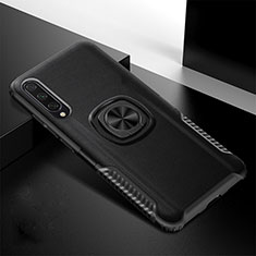 Funda Bumper Silicona y Plastico Mate Carcasa con Magnetico Anillo de dedo Soporte R02 para Xiaomi Mi A3 Negro