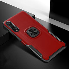 Funda Bumper Silicona y Plastico Mate Carcasa con Magnetico Anillo de dedo Soporte R02 para Xiaomi Mi A3 Rojo
