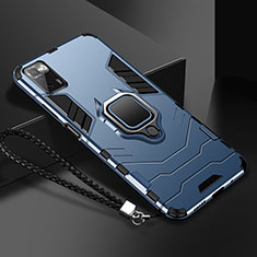 Funda Bumper Silicona y Plastico Mate Carcasa con Magnetico Anillo de dedo Soporte R02 para Xiaomi Poco X3 GT 5G Azul