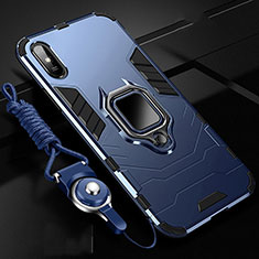 Funda Bumper Silicona y Plastico Mate Carcasa con Magnetico Anillo de dedo Soporte R02 para Xiaomi Redmi 9AT Azul