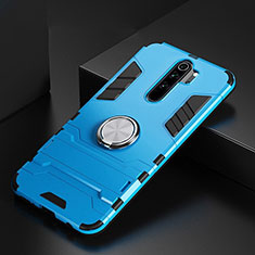 Funda Bumper Silicona y Plastico Mate Carcasa con Magnetico Anillo de dedo Soporte R02 para Xiaomi Redmi Note 8 Pro Azul Cielo