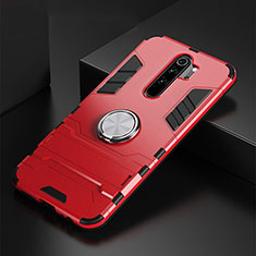 Funda Bumper Silicona y Plastico Mate Carcasa con Magnetico Anillo de dedo Soporte R02 para Xiaomi Redmi Note 8 Pro Rojo