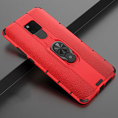 Funda Bumper Silicona y Plastico Mate Carcasa con Magnetico Anillo de dedo Soporte R03 para Huawei Mate 20 X 5G Rojo