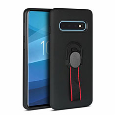 Funda Bumper Silicona y Plastico Mate Carcasa con Magnetico Anillo de dedo Soporte R03 para Samsung Galaxy S10 5G Negro