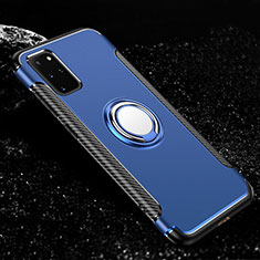 Funda Bumper Silicona y Plastico Mate Carcasa con Magnetico Anillo de dedo Soporte R03 para Samsung Galaxy S20 Plus Azul