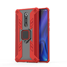 Funda Bumper Silicona y Plastico Mate Carcasa con Magnetico Anillo de dedo Soporte R03 para Xiaomi Mi 9T Pro Rojo