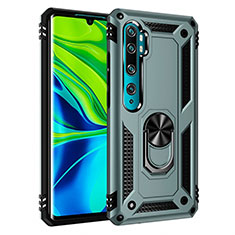 Funda Bumper Silicona y Plastico Mate Carcasa con Magnetico Anillo de dedo Soporte R03 para Xiaomi Mi Note 10 Pro Verde