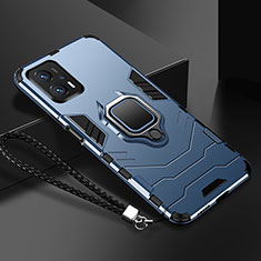Funda Bumper Silicona y Plastico Mate Carcasa con Magnetico Anillo de dedo Soporte R03 para Xiaomi Poco X4 GT 5G Azul