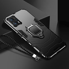 Funda Bumper Silicona y Plastico Mate Carcasa con Magnetico Anillo de dedo Soporte R03 para Xiaomi Poco X4 GT 5G Negro