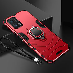 Funda Bumper Silicona y Plastico Mate Carcasa con Magnetico Anillo de dedo Soporte R03 para Xiaomi Poco X4 GT 5G Rojo
