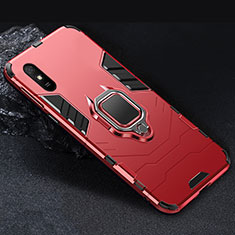 Funda Bumper Silicona y Plastico Mate Carcasa con Magnetico Anillo de dedo Soporte R03 para Xiaomi Redmi 9A Rojo