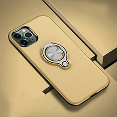 Funda Bumper Silicona y Plastico Mate Carcasa con Magnetico Anillo de dedo Soporte R04 para Apple iPhone 11 Pro Max Oro