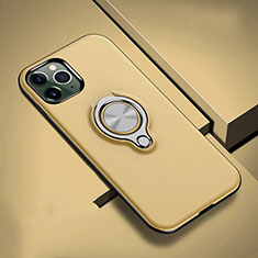 Funda Bumper Silicona y Plastico Mate Carcasa con Magnetico Anillo de dedo Soporte R04 para Apple iPhone 11 Pro Oro