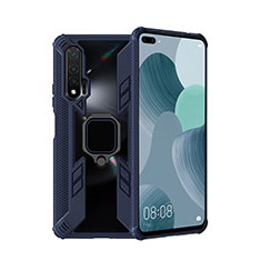 Funda Bumper Silicona y Plastico Mate Carcasa con Magnetico Anillo de dedo Soporte R04 para Huawei Nova 6 5G Azul