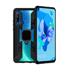 Funda Bumper Silicona y Plastico Mate Carcasa con Magnetico Anillo de dedo Soporte R04 para Huawei P20 Lite (2019) Negro