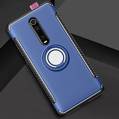 Funda Bumper Silicona y Plastico Mate Carcasa con Magnetico Anillo de dedo Soporte R04 para Xiaomi Mi 9T Azul Cielo