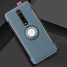 Funda Bumper Silicona y Plastico Mate Carcasa con Magnetico Anillo de dedo Soporte R04 para Xiaomi Mi 9T Pro Azul