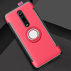Funda Bumper Silicona y Plastico Mate Carcasa con Magnetico Anillo de dedo Soporte R04 para Xiaomi Mi 9T Rojo