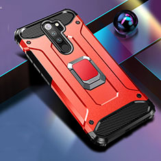 Funda Bumper Silicona y Plastico Mate Carcasa con Magnetico Anillo de dedo Soporte R04 para Xiaomi Redmi Note 8 Pro Rojo