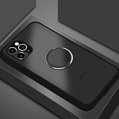 Funda Bumper Silicona y Plastico Mate Carcasa con Magnetico Anillo de dedo Soporte R05 para Apple iPhone 11 Pro Negro