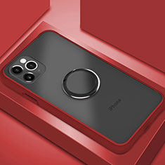 Funda Bumper Silicona y Plastico Mate Carcasa con Magnetico Anillo de dedo Soporte R05 para Apple iPhone 11 Pro Rojo