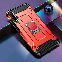 Funda Bumper Silicona y Plastico Mate Carcasa con Magnetico Anillo de dedo Soporte R05 para Huawei Nova 5 Pro Rojo