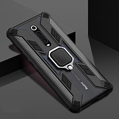 Funda Bumper Silicona y Plastico Mate Carcasa con Magnetico Anillo de dedo Soporte R05 para Xiaomi Mi 9T Negro