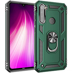 Funda Bumper Silicona y Plastico Mate Carcasa con Magnetico Anillo de dedo Soporte R05 para Xiaomi Redmi Note 8 (2021) Verde